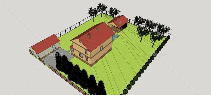 美式庭院别墅(80571)su模型下载