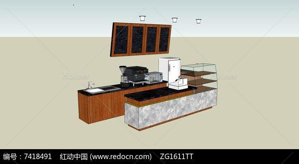 酷乐咖啡店厨房设施SU模型