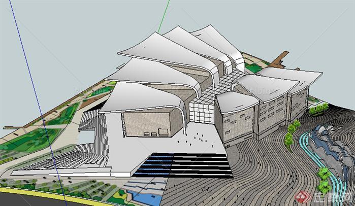 某現代博物館建築設計方案su模型23