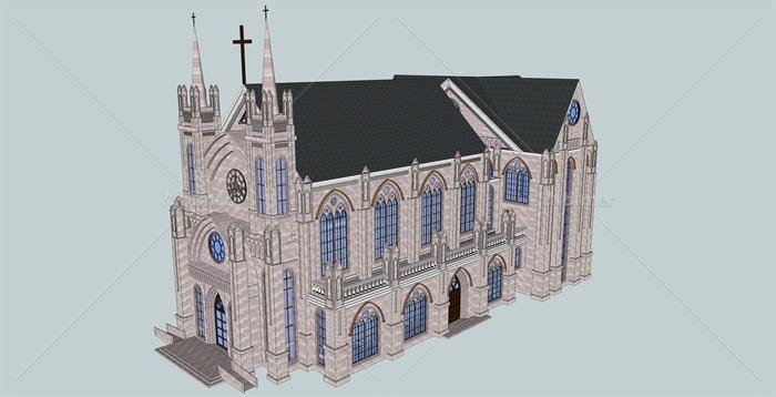 3个不同造型的婚庆教堂建筑设计su模型[原创]