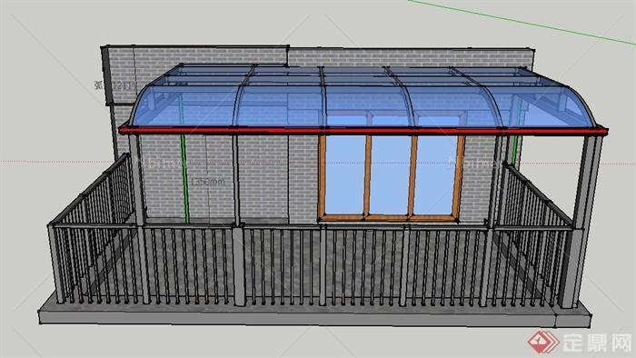 某山庄阳光房建筑设计SU模型