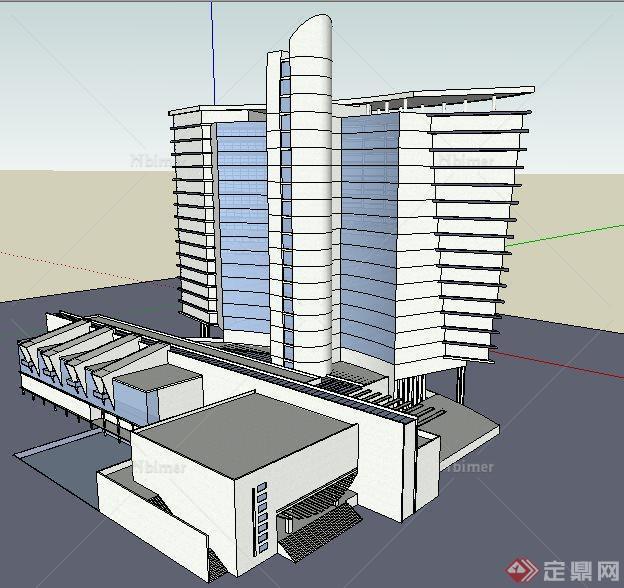 现代小高层酒店设计su建筑模型[原创]