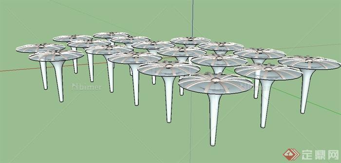 园林景观节点伞形小品设计SU模型