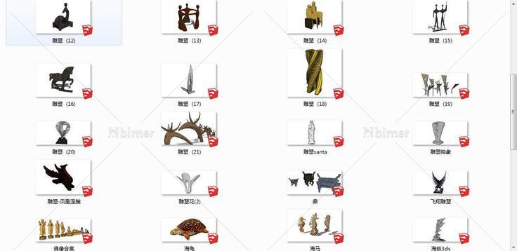 东南亚、欧式、现代风格精细雕塑小品模型集锦(1