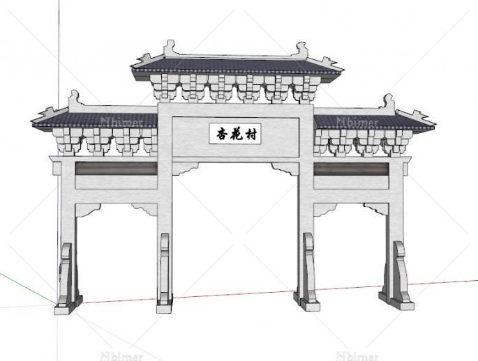 自己弄得个古典牌坊，提供SketchUp模型下载分享