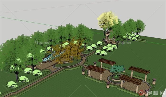 某巴洛克式小公园景观设计SU模型