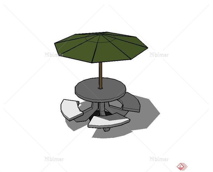 某现代步行街户外伞桌椅设计su模型[原创]