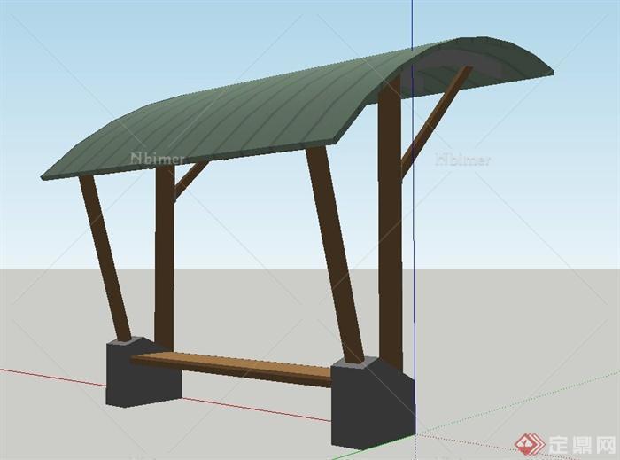 园林景观节点单边廊架设计SU模型
