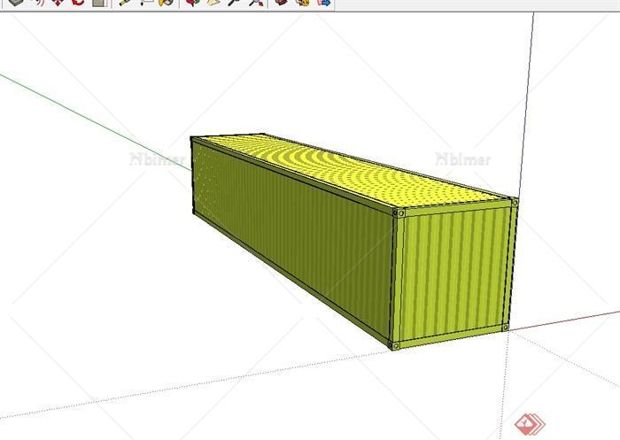 现代黄色以集装箱为元素素材车厢设计SU模型[原创