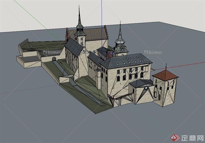 某欧式古堡建筑设计su模型[原创]