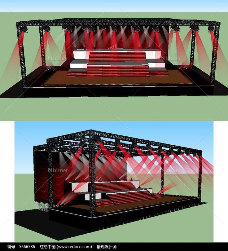 舞台舞美背景设计SU草图大师skp模型