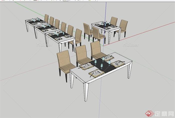 某现代餐馆餐桌椅设计su模型