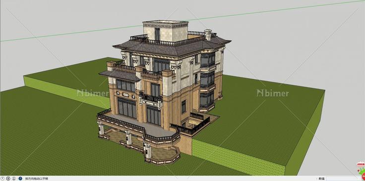 1013新亚洲风欧式别墅01(195926)su模型下载