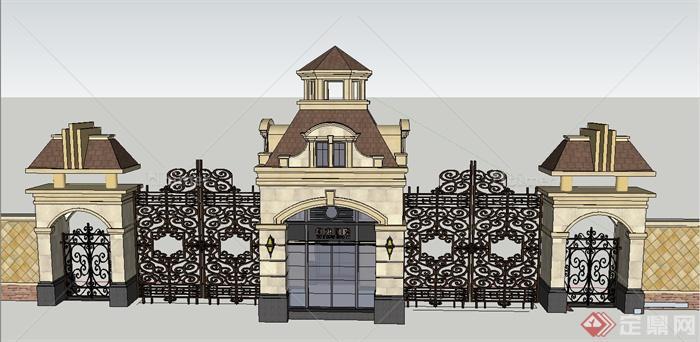 某欧式风格小区入口大门设计SU模型