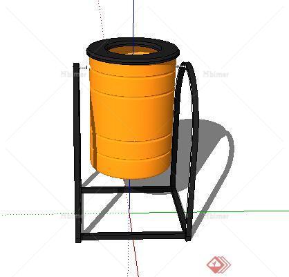 设计素材之黄色外观垃圾箱设计SU模型