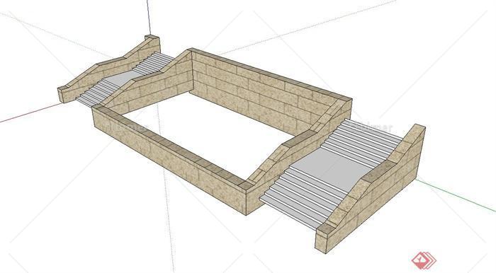 双台阶走廊设计su模型