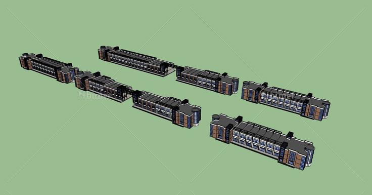 现代风格商业街(79212)su模型下载