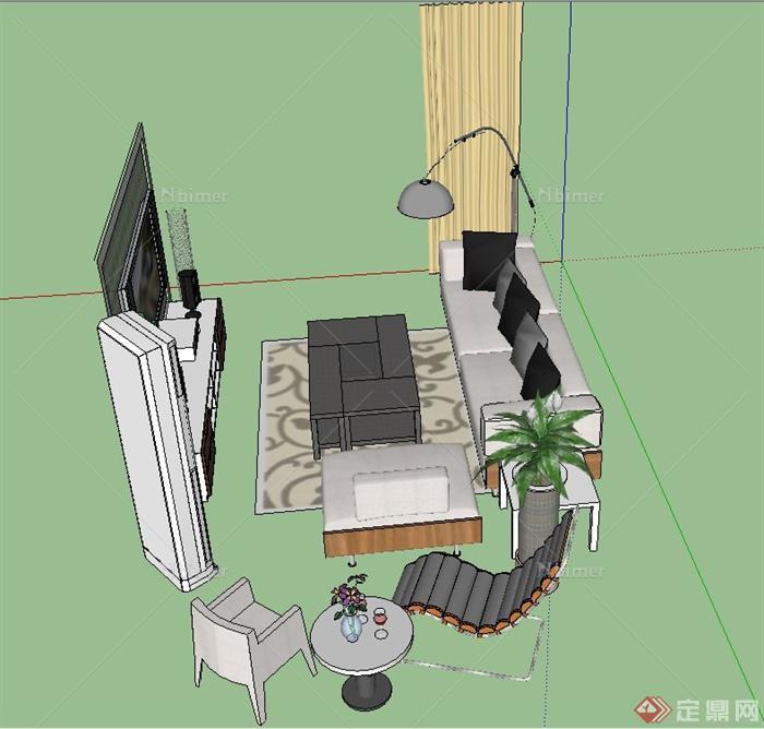 现代客厅家具设计SU模型