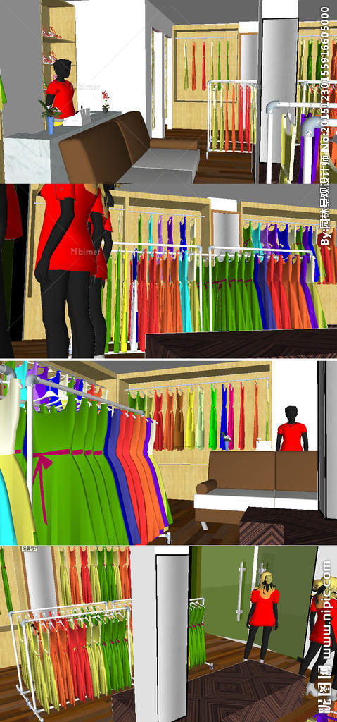 服装店室内设计SU草图大师模型图片