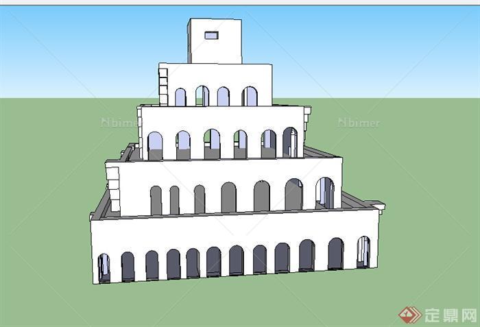 某特色文化展览建筑设计SU模型