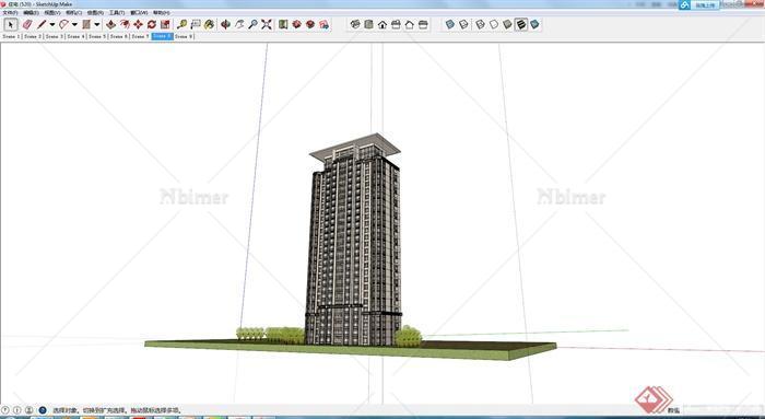 一栋高层住宅楼建筑设计SU模型