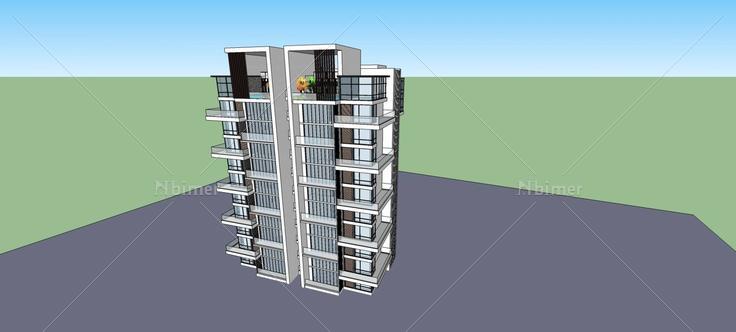现代小高层住宅楼(73776)su模型下载