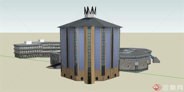 现代某综合大规模办公大厦建筑设计SU模型