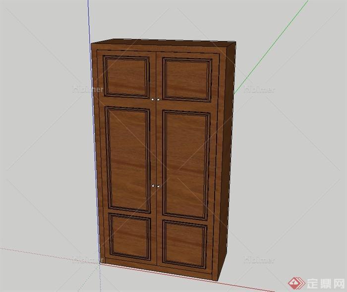 现代中式衣柜设计su模型