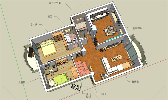 某住宅室内装饰设计SU模型