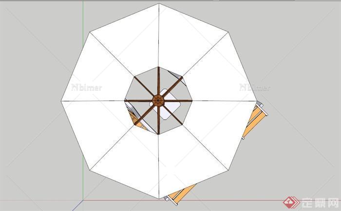 遮阳伞躺椅组合SU模型