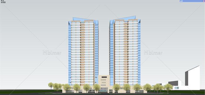 商业 公寓住宅综合体方案SketchUp精致设计模型[