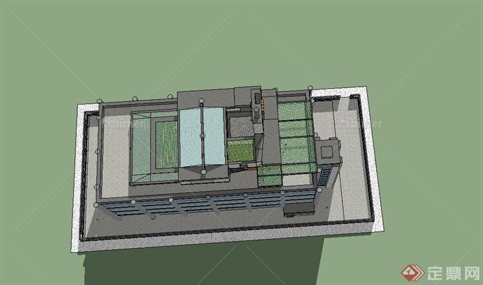 某现代风格四层办公建筑设计SU模型