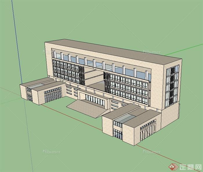 某现代风格详细精致行政中心建筑楼设计su模型[原