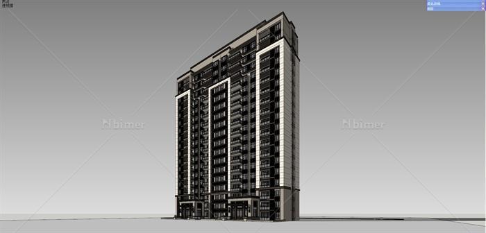 新古典小高层住宅建筑楼设计su模型[原创]