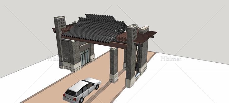中式大门(79961)su模型下载