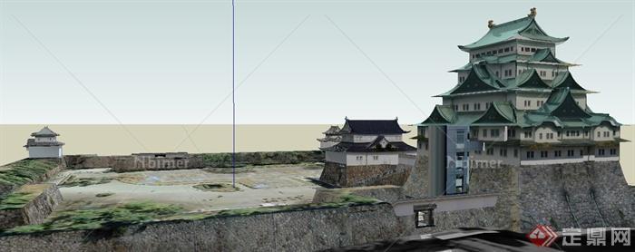 某日本古建名古屋城堡旅游建筑设计su模型