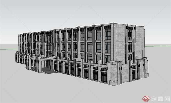 现代风格四层办公楼设计su模型