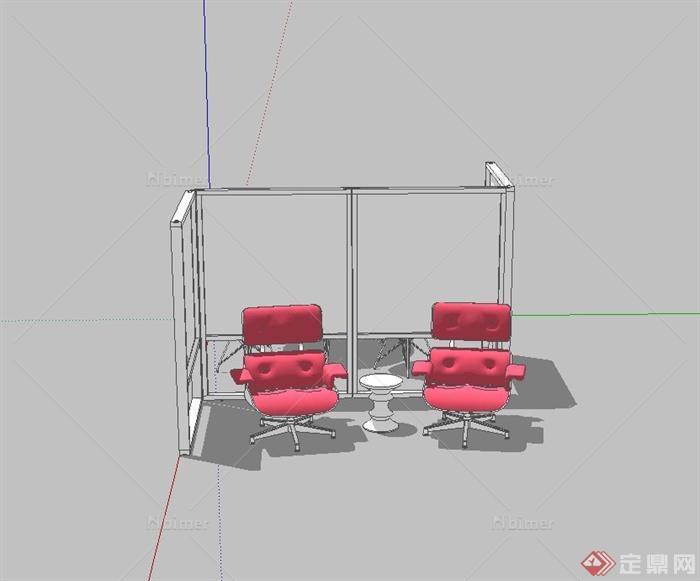 某现代室内休闲桌椅设计su模型[原创]