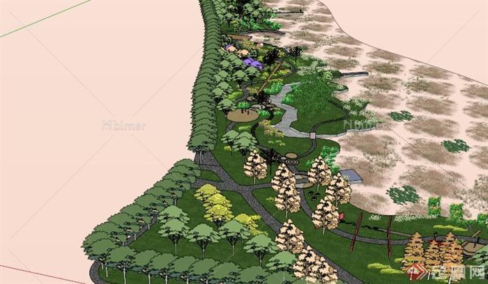 湿地公园景观设计SU模型