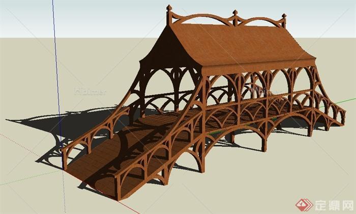 某现代风格园林景观木桥SU模型