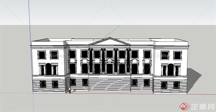 某三层欧式风格教堂建筑设计SU模型