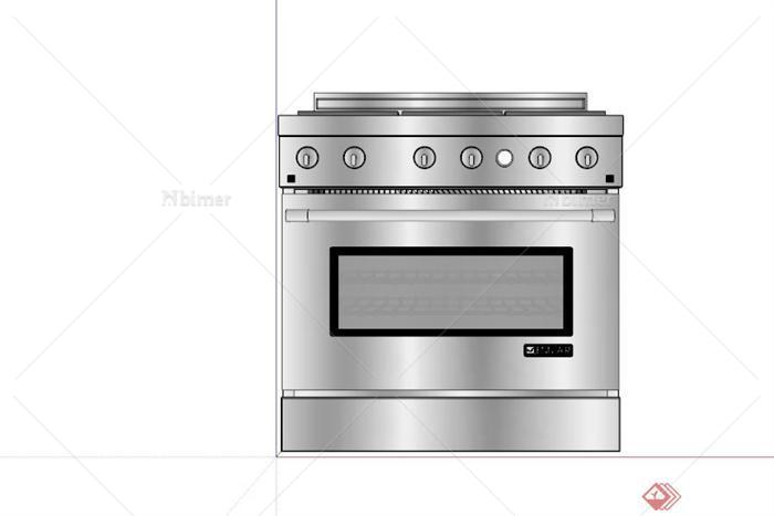 现代厨房电器烤箱燃气灶设计SU模型[原创]