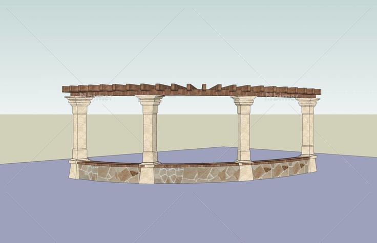 小半圆廊架(44779)su模型下载