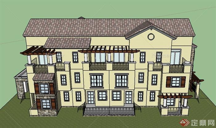 某英式三层小别墅建筑设计SU模型
