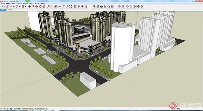 某小区商住楼建筑设计SU模型