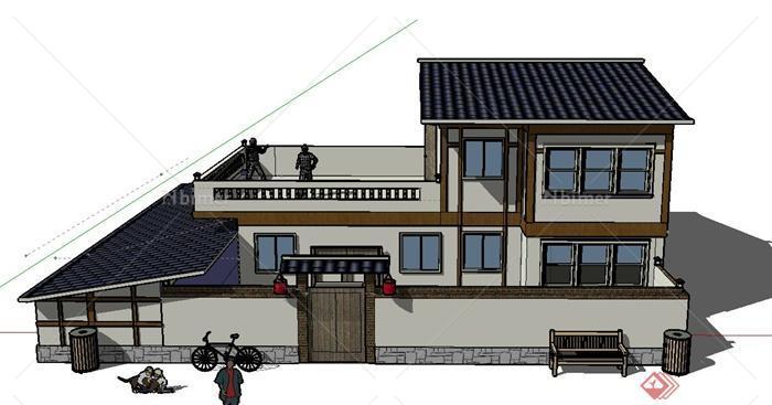 古典中式村镇住宅建筑设计SU模型[原创]
