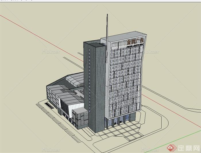 现代高层商业办公大厦综合楼设计su模型[原创]
