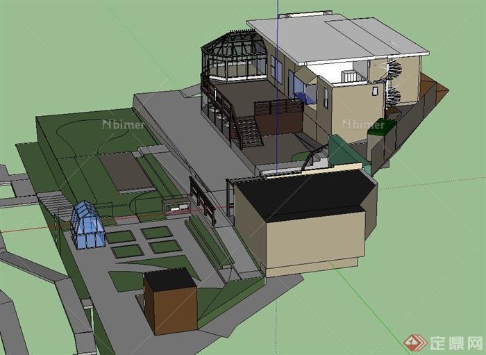某私人花园别墅建筑设计SU模型