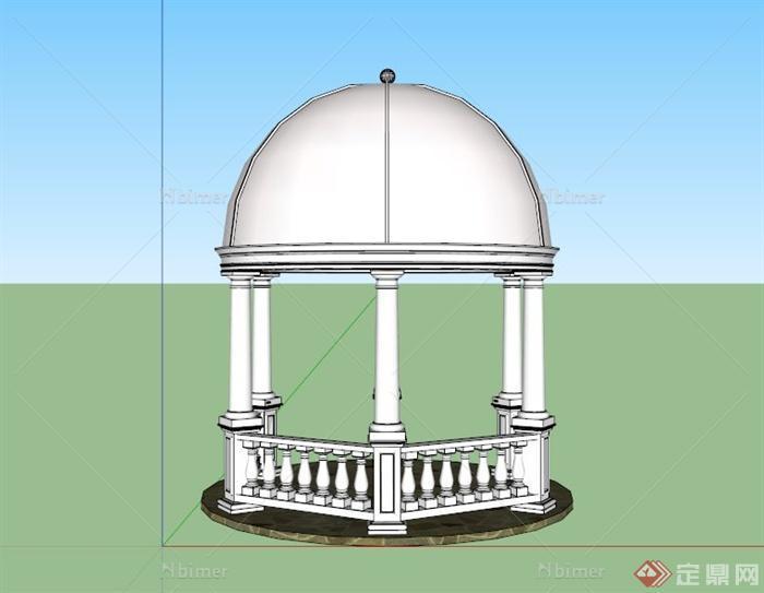 欧式拱形顶景观亭SU模型