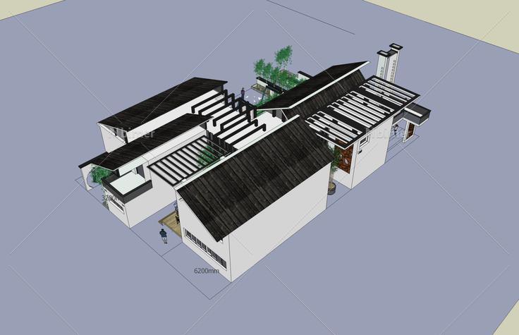 现代中式会所(43625)su模型下载